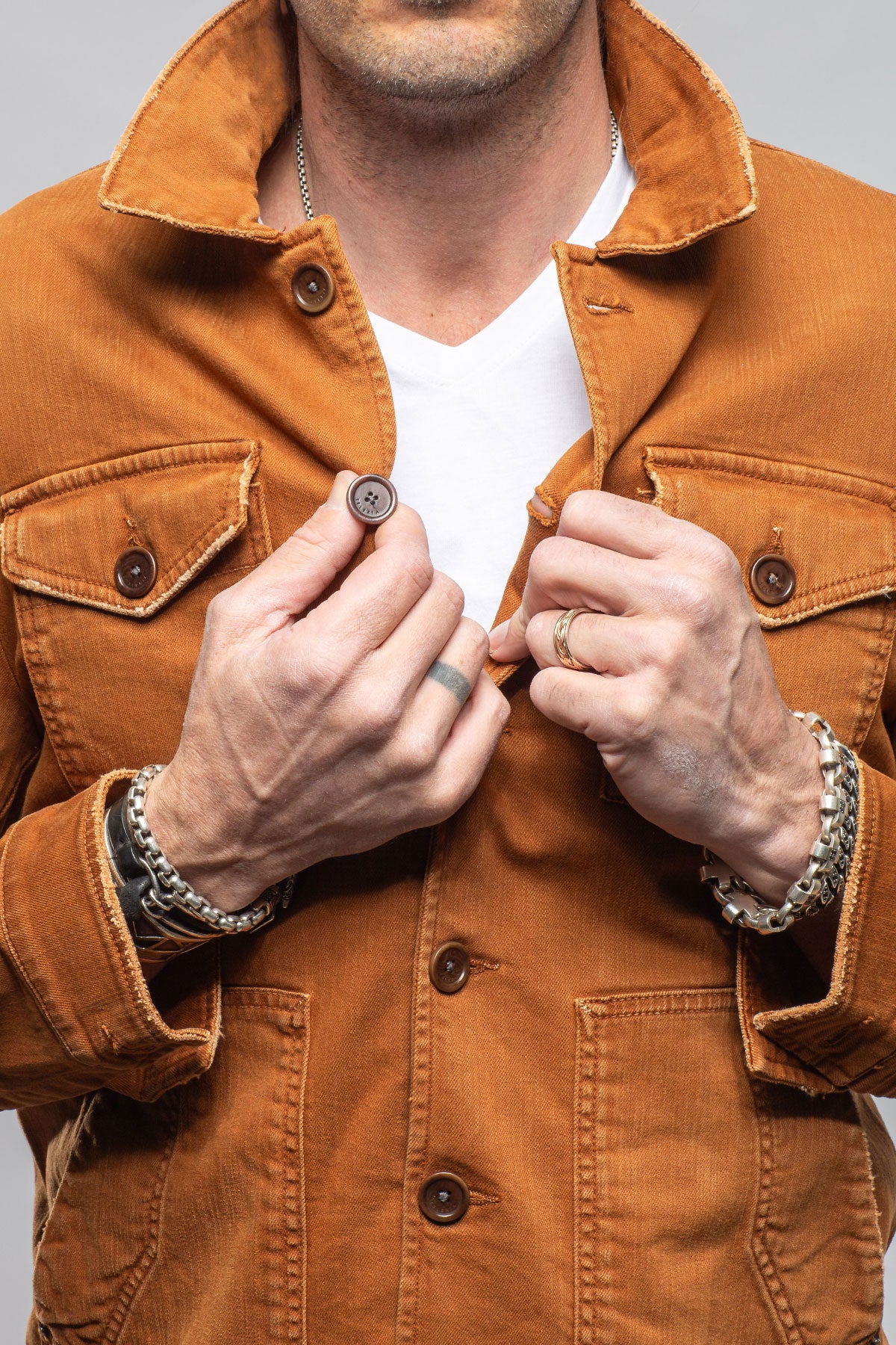 Teleria Zed Walker Jean Jacket In Mosto Mens - Outerwear - Overshirts