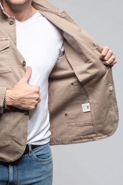 Teleria Zed Walker Jean Jacket In Tortora Mens - Outerwear - Overshirts