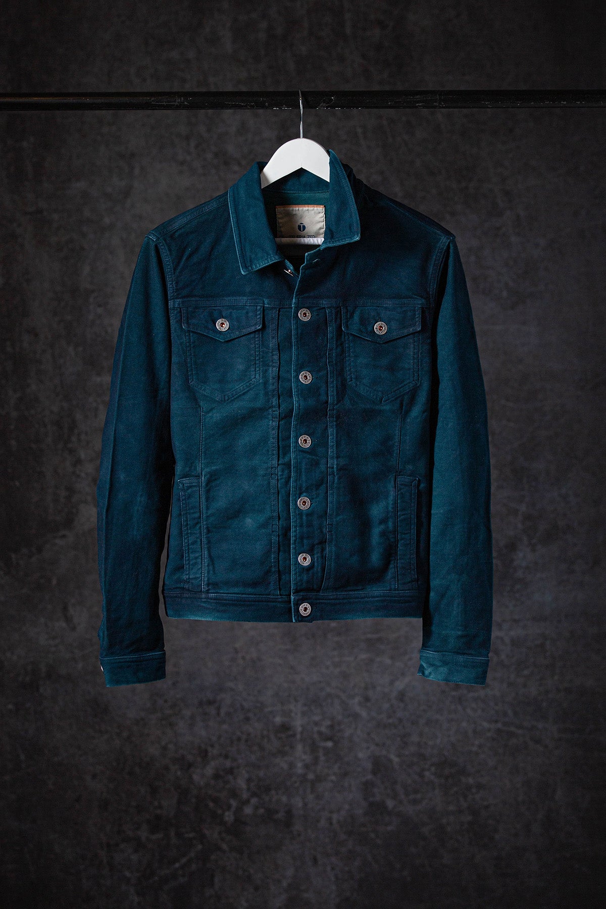 Teleria Zed Walker Moleskin Jean Jacket In Petrolio/Blue Mens - Outerwear - Overshirts