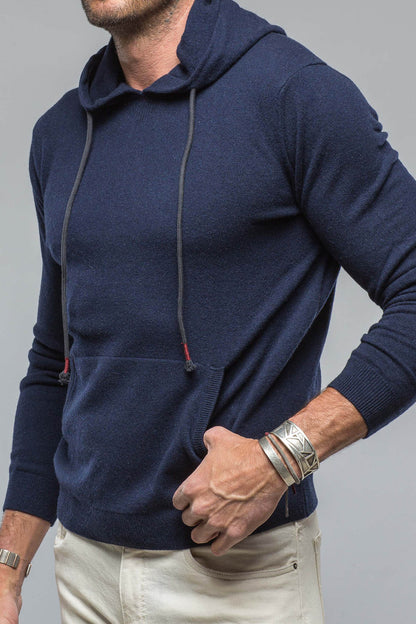 Florio Hooded Cashmere Sweater in Navy | Mens - Sweaters | Stile Latino