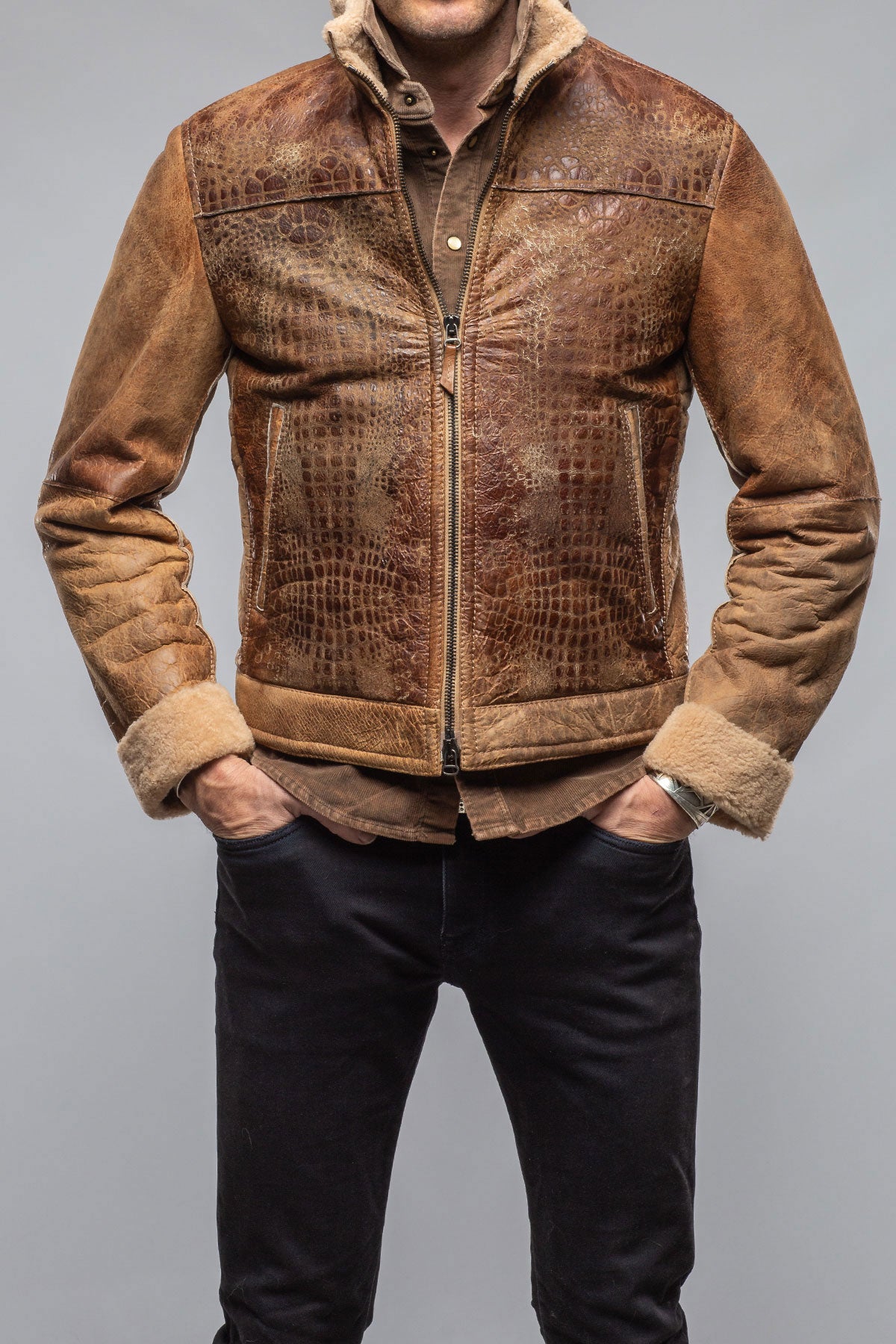 Byron Python Printed Shearling | Samples - Mens - Outerwear - Leather | Gimo's