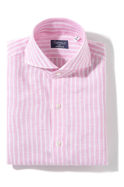 Bonobo Linen Washed Bengal Stripe In Pink | Mens - Shirts - Dress | Finamore Napoli
