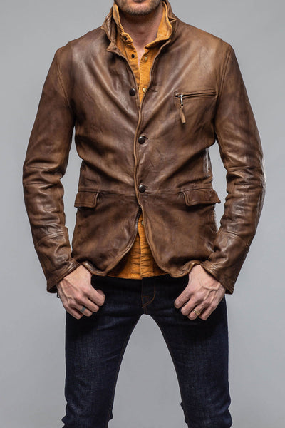 Chance Leather Blazer In Chocolate