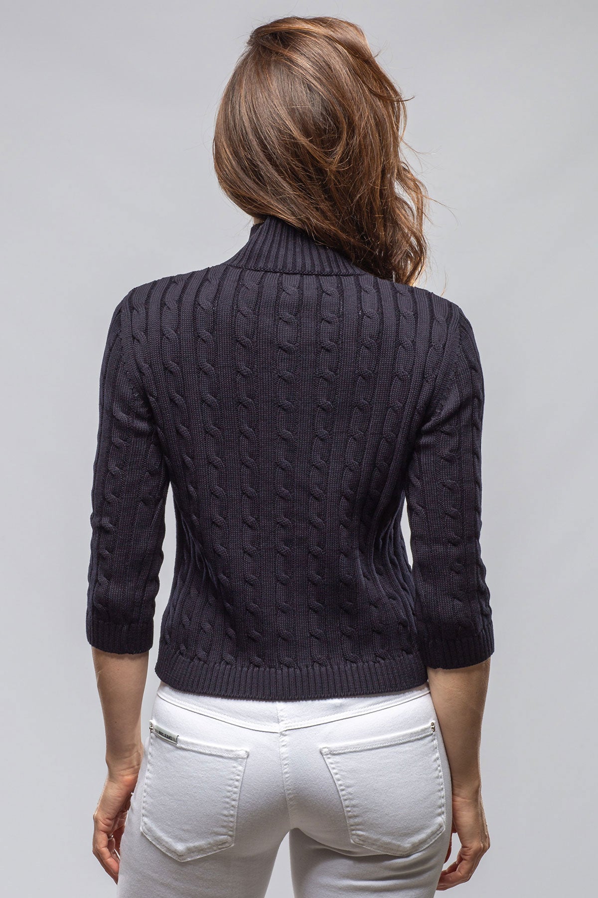Naxos Short Sweater In Navy | Ladies - Sweaters | Amina Rubinacci