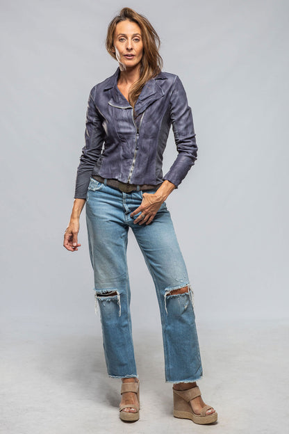 Natalia Lightweight Leather Jacket In Deep Blue | Ladies - Outerwear - Leather | Axel's