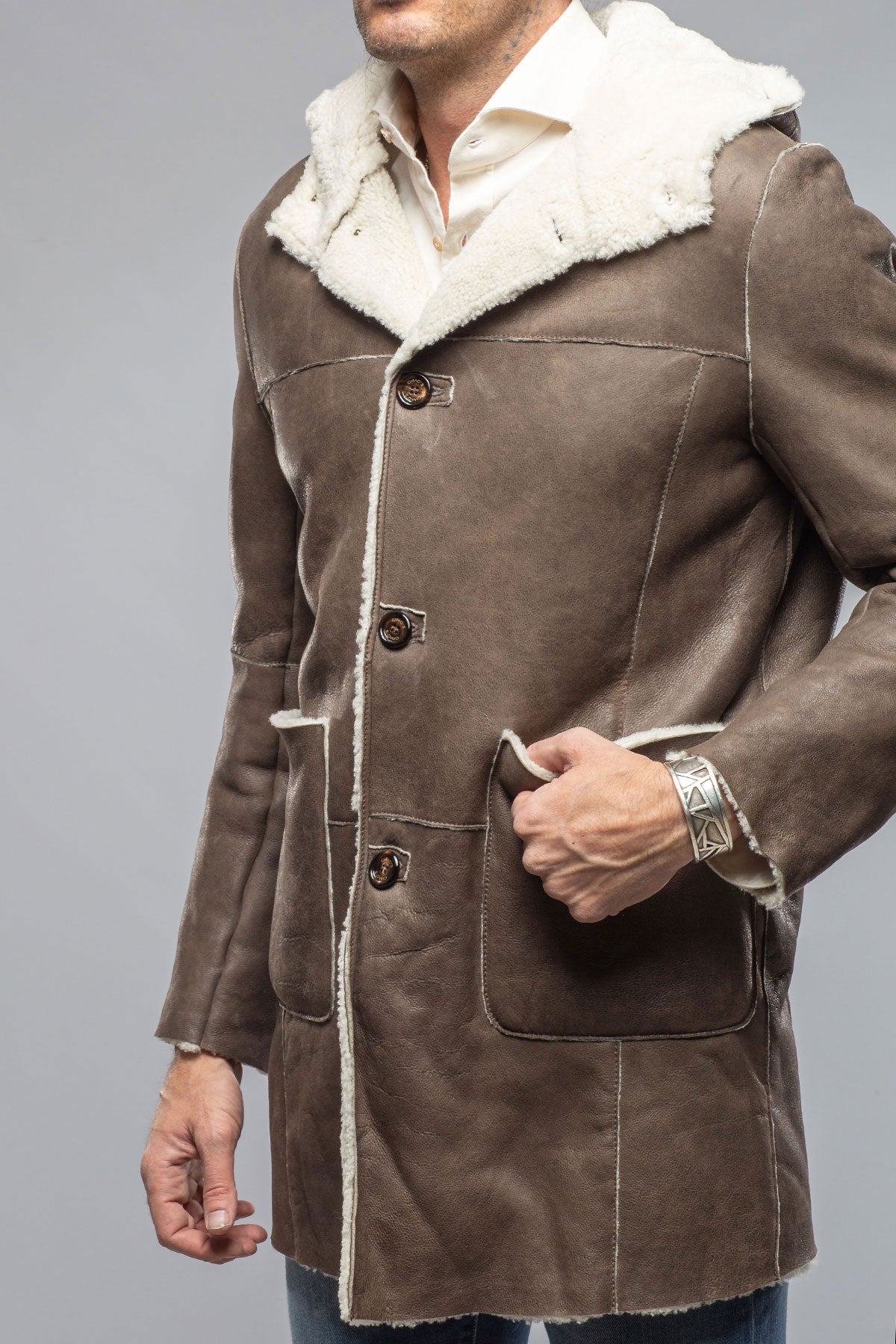 Cutler Hooded Shearling | Samples - Mens - Outerwear - Shearling | Gimo's