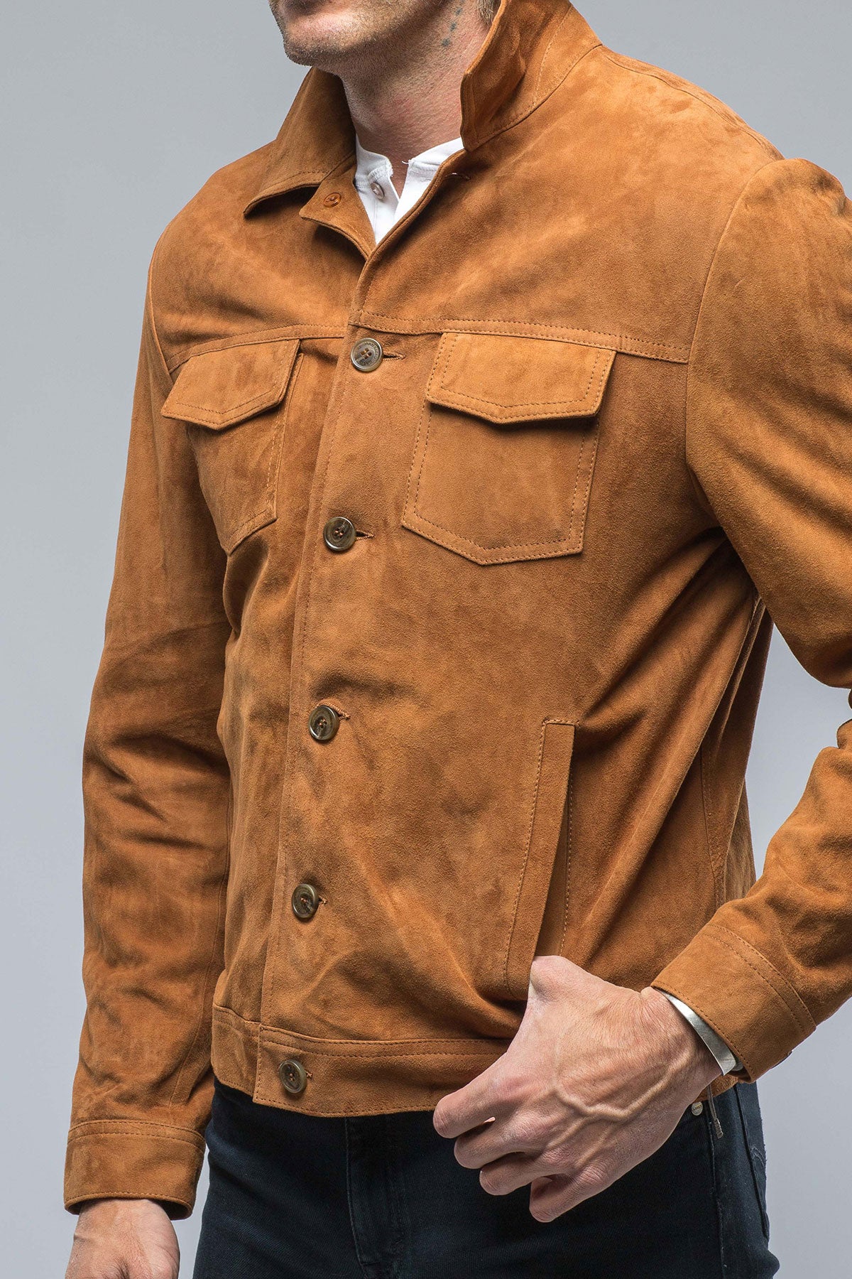 River Suede Trucker Jacket | Mens - Outerwear - Leather | Baldassari