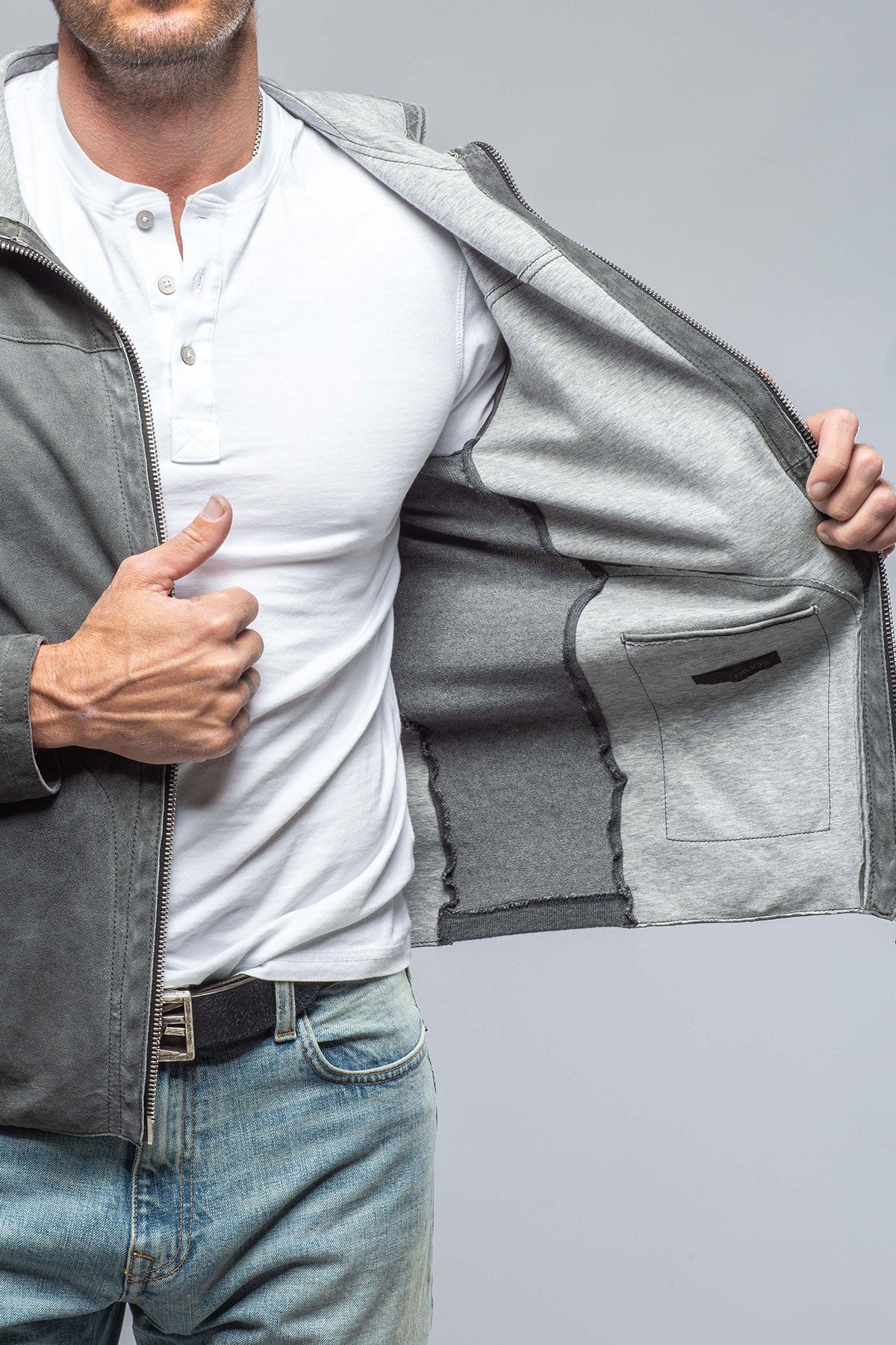 Donnarumma Suede Hoodie In Charcoal