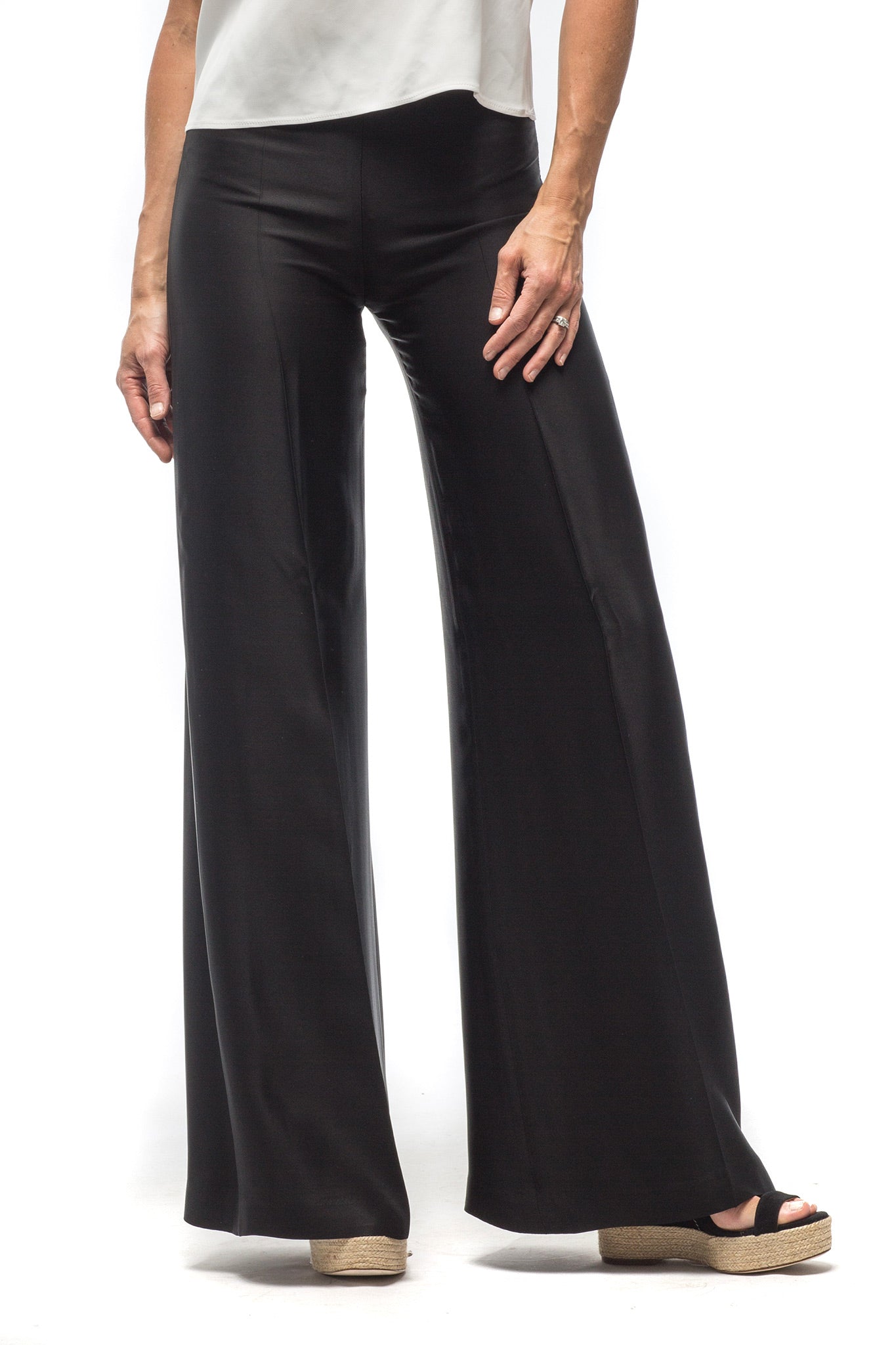 Maxi Sharkskin Pant In Black | Ladies - Pants - Slacks | T.ba