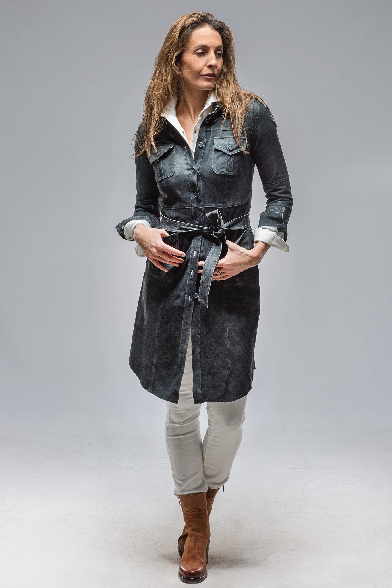 Savannah Long Leather Shirt | Ladies - Outerwear - Leather | Roncarati