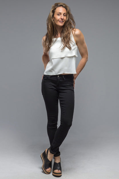 Zoe Top In White Sharkskin | Ladies - Blouses | T.ba