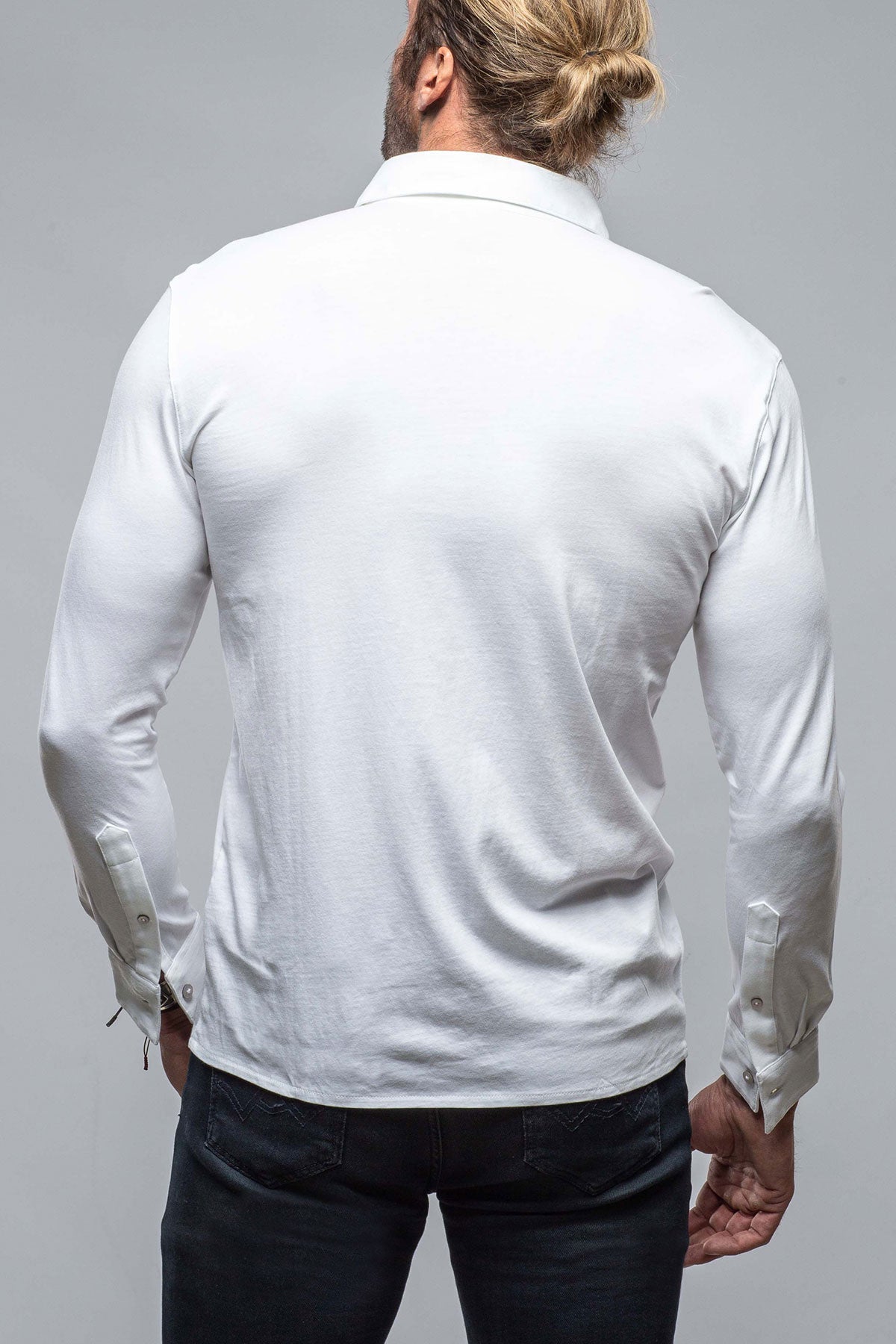 Cambria Button Up Polo in White | Mens - Shirts - Polos | Georg Roth