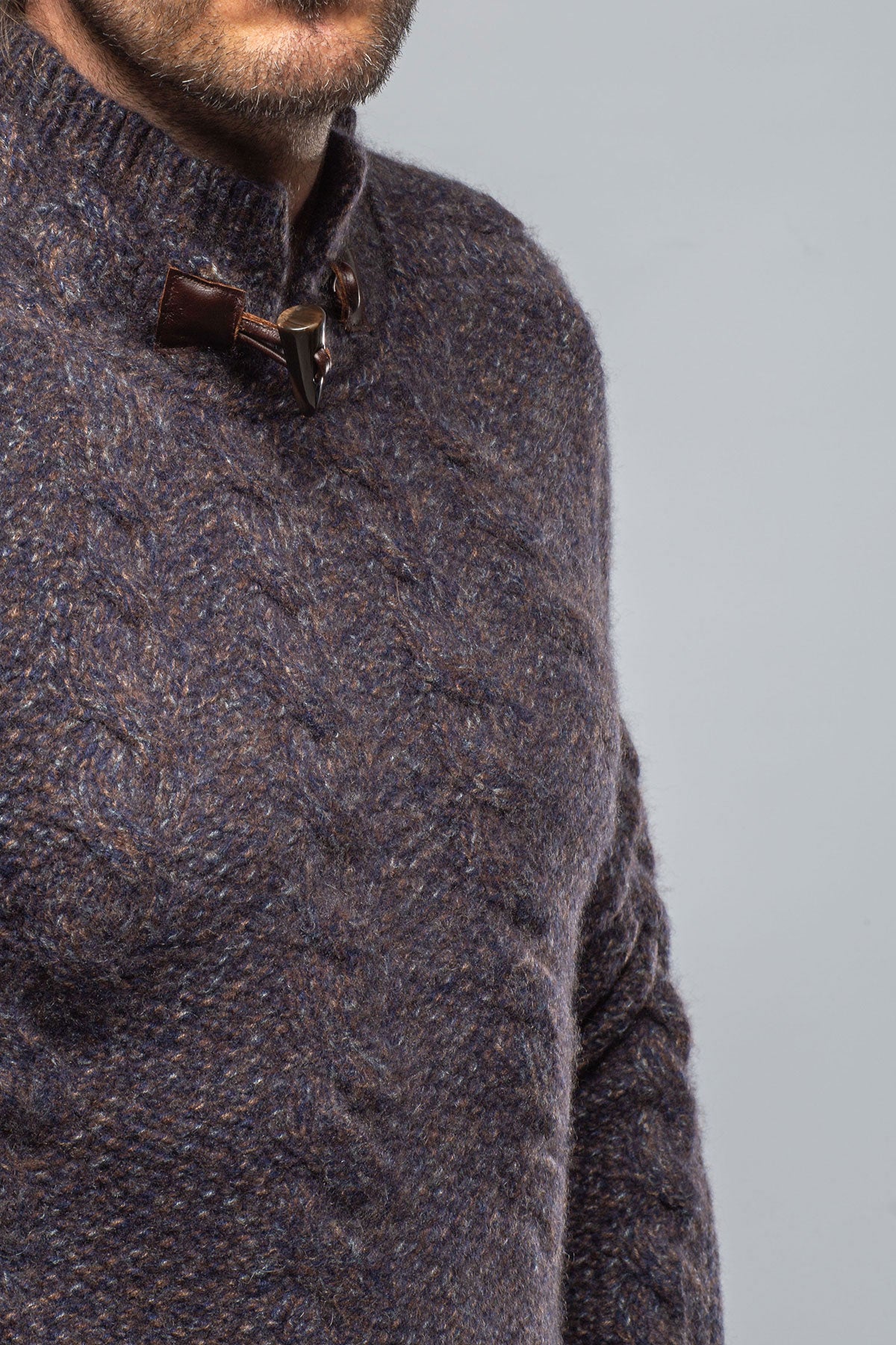 James Cable Sweater in Chocolate Melange | Mens - Sweaters | Robert Comstock