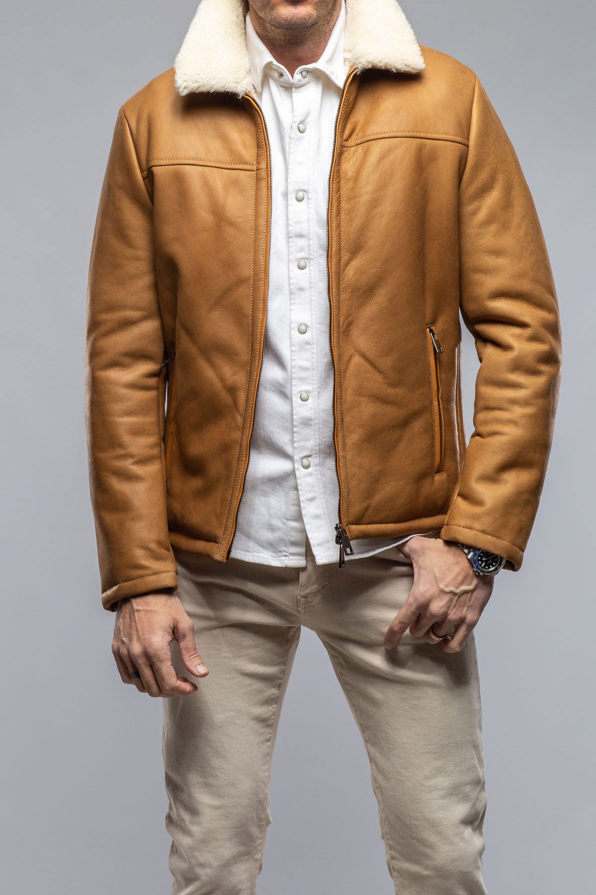 Shearling jacket mens clearance sale