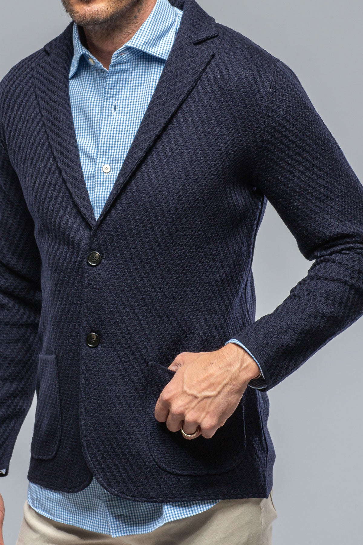 Luca Sweater Jacket In Navy | Mens - Sweaters | Axels-BDSR