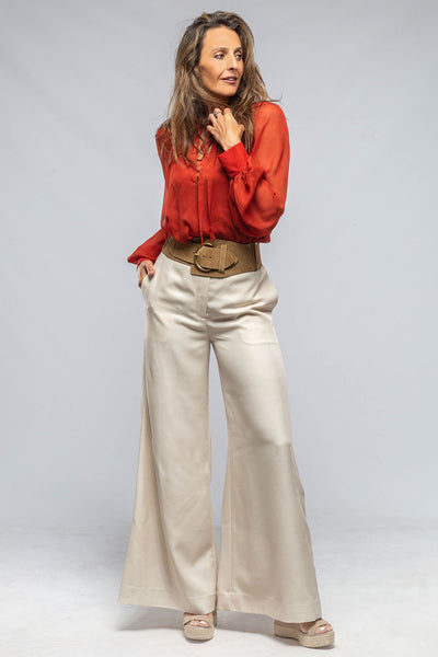 VOZ Bishop Sleeve Blouse In Tomato Silk Chiffon Ladies - Blouses