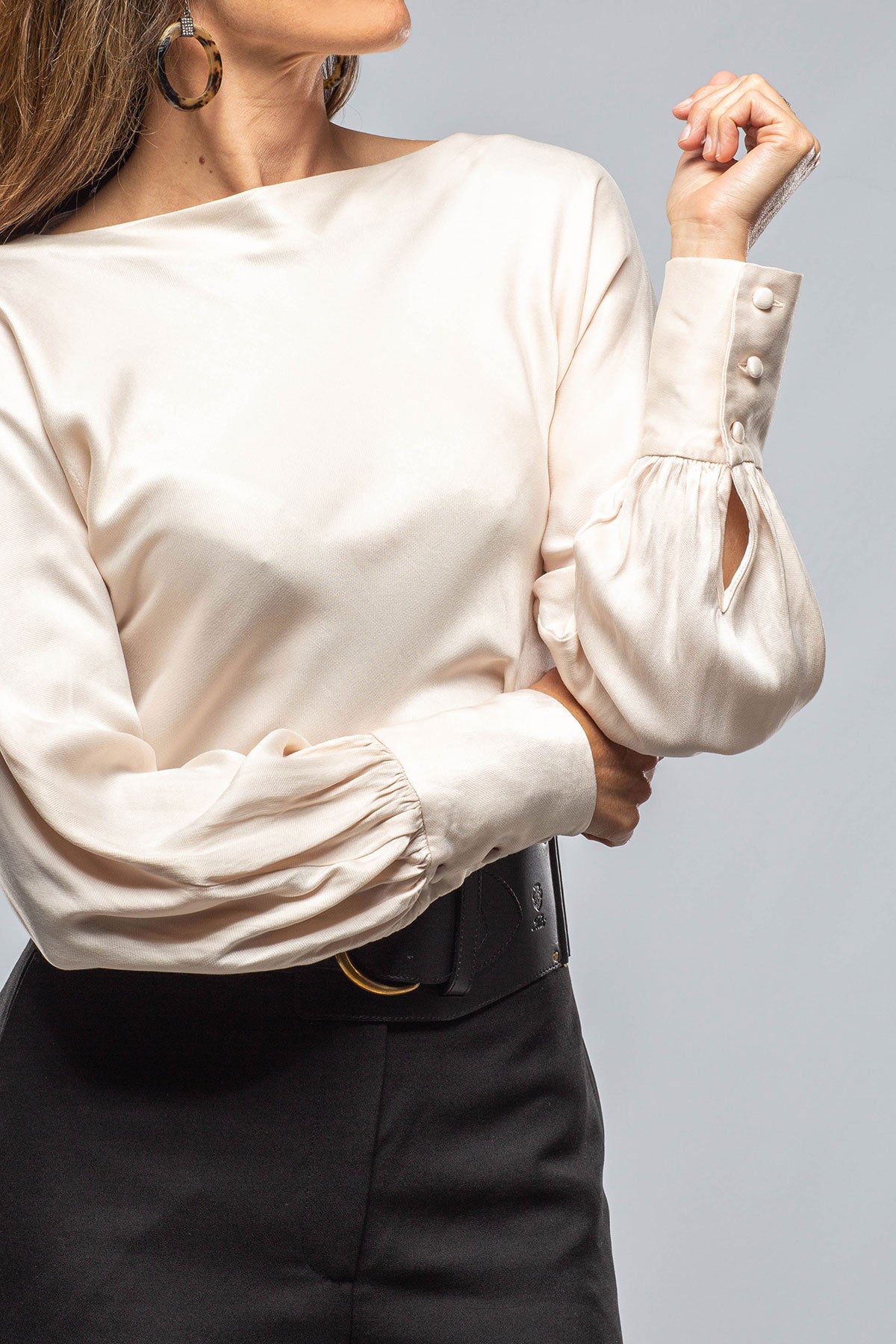 VOZ Boatneck Blouse, Cupro, In Cream Ladies - Blouses