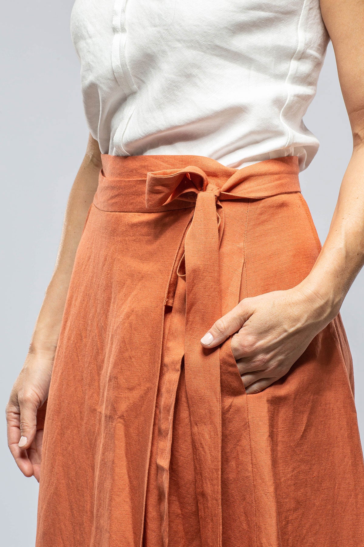 VOZ Casandra Wrap Linen Skirt In Persimmons Ladies - Skirts