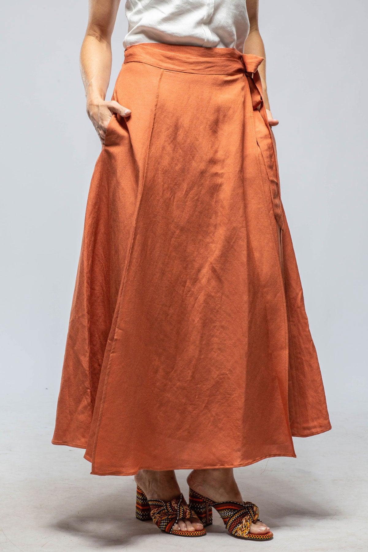 VOZ Casandra Wrap Linen Skirt In Persimmons Ladies - Skirts