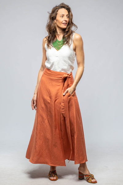VOZ Casandra Wrap Linen Skirt In Persimmons Ladies - Skirts