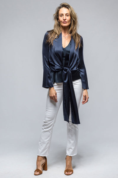 VOZ Frontward Wrap Blouse In Navy Ladies - Blouses
