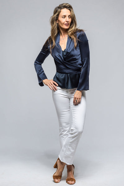 VOZ Frontward Wrap Blouse In Navy Ladies - Blouses