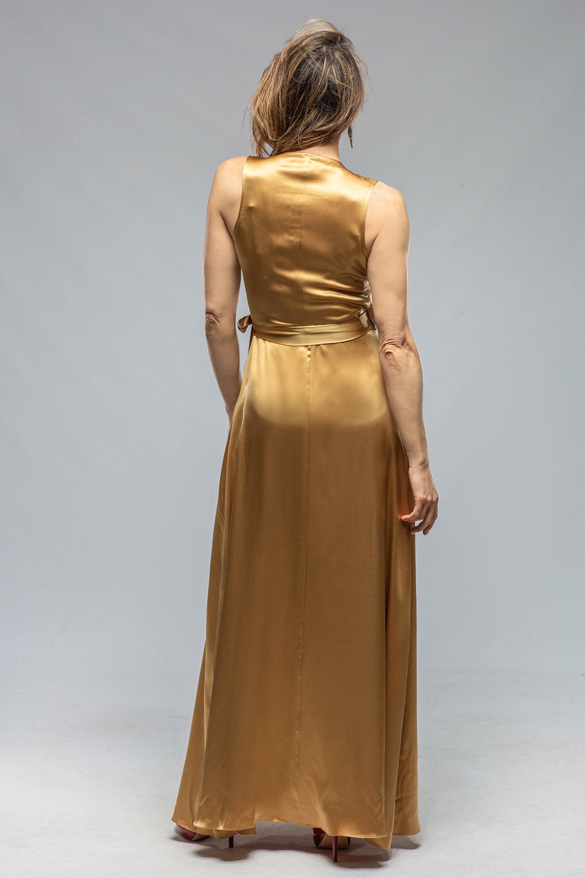 VOZ Frontward Wrap Dress In Gold Ladies - Evening Wear