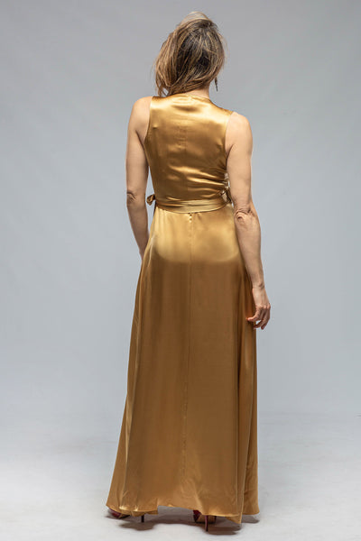 VOZ Frontward Wrap Dress In Gold Ladies - Evening Wear