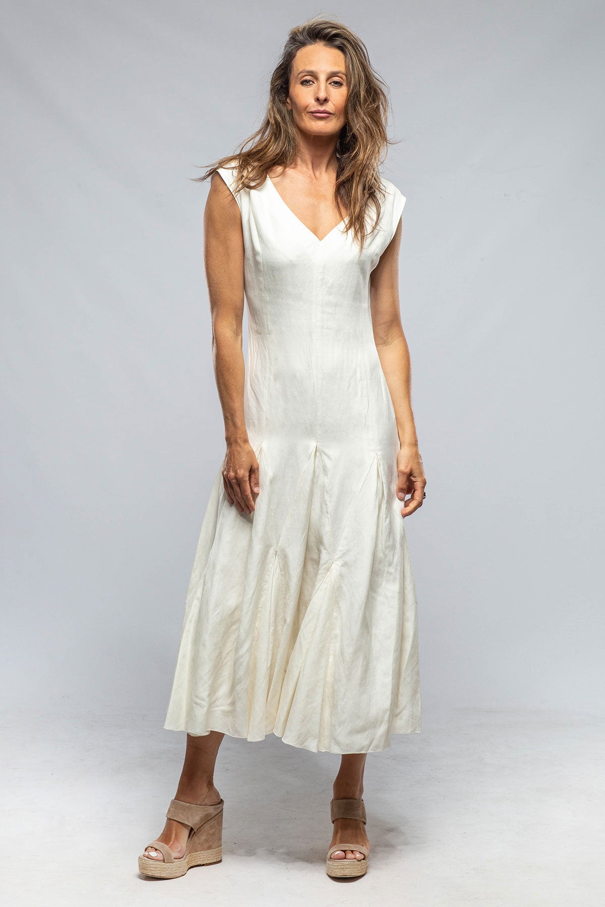 VOZ Molina Silk Linen Dress In Ivory Ladies - Dresses