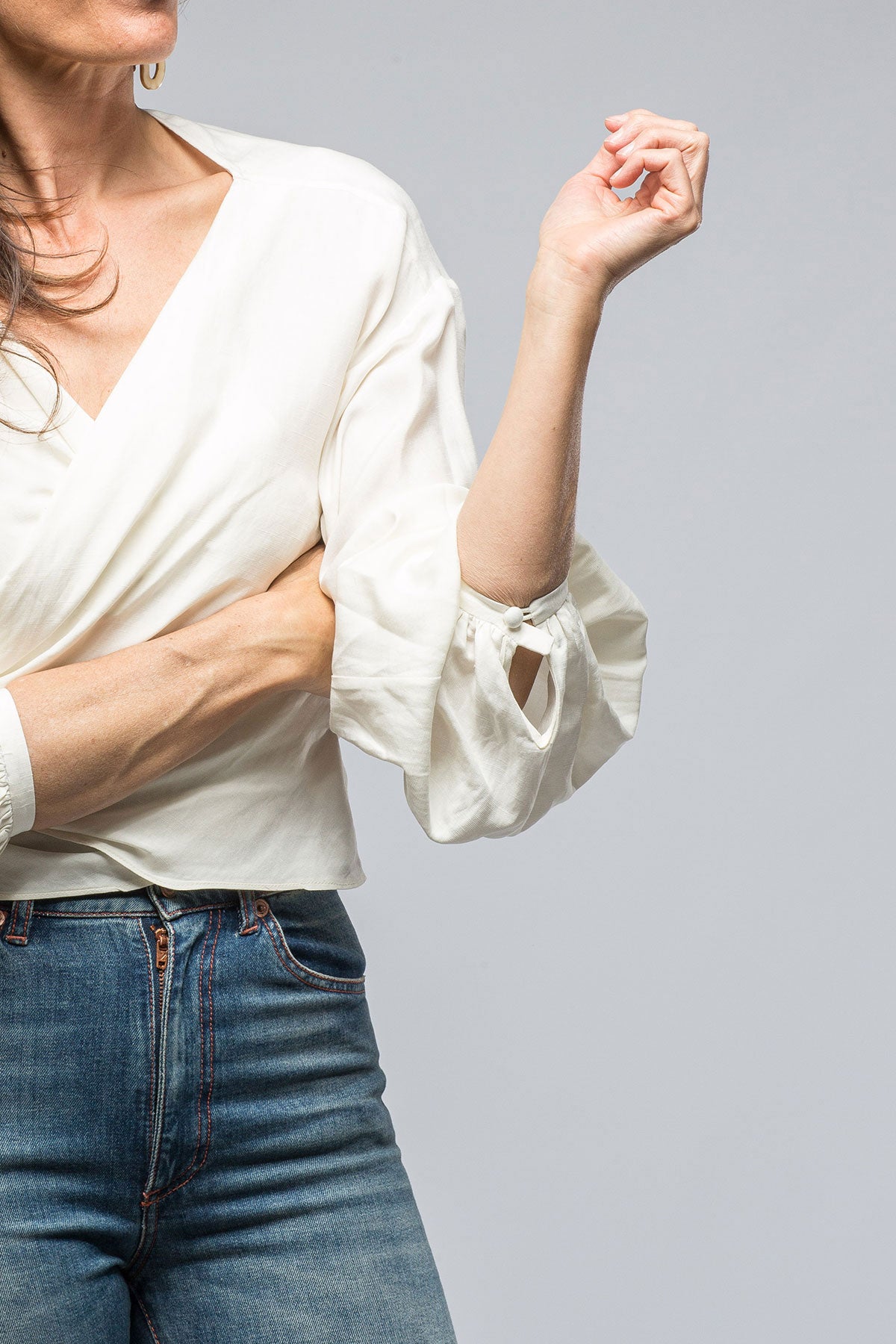 VOZ Peasant Blouse Top In Ivory Ladies - Blouses