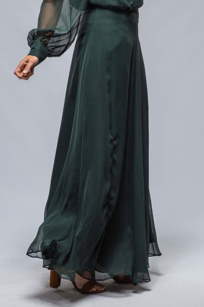 VOZ Sylvita Dbl Layer Silk Crinkle Chiffon Skirt In Forest Ladies - Skirts