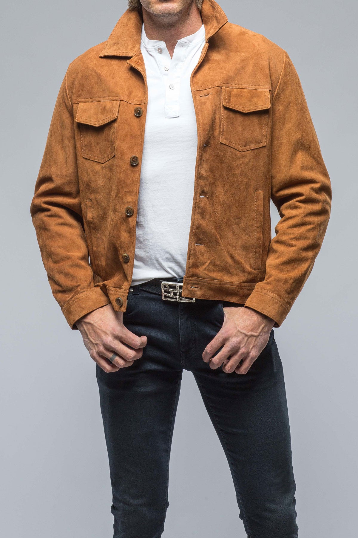 River Suede Trucker Jacket | Mens - Outerwear - Leather | Baldassari