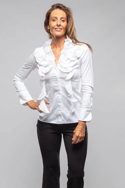 Walter Voulaz Lyla Ruffle Blouse In White Ladies - Blouses