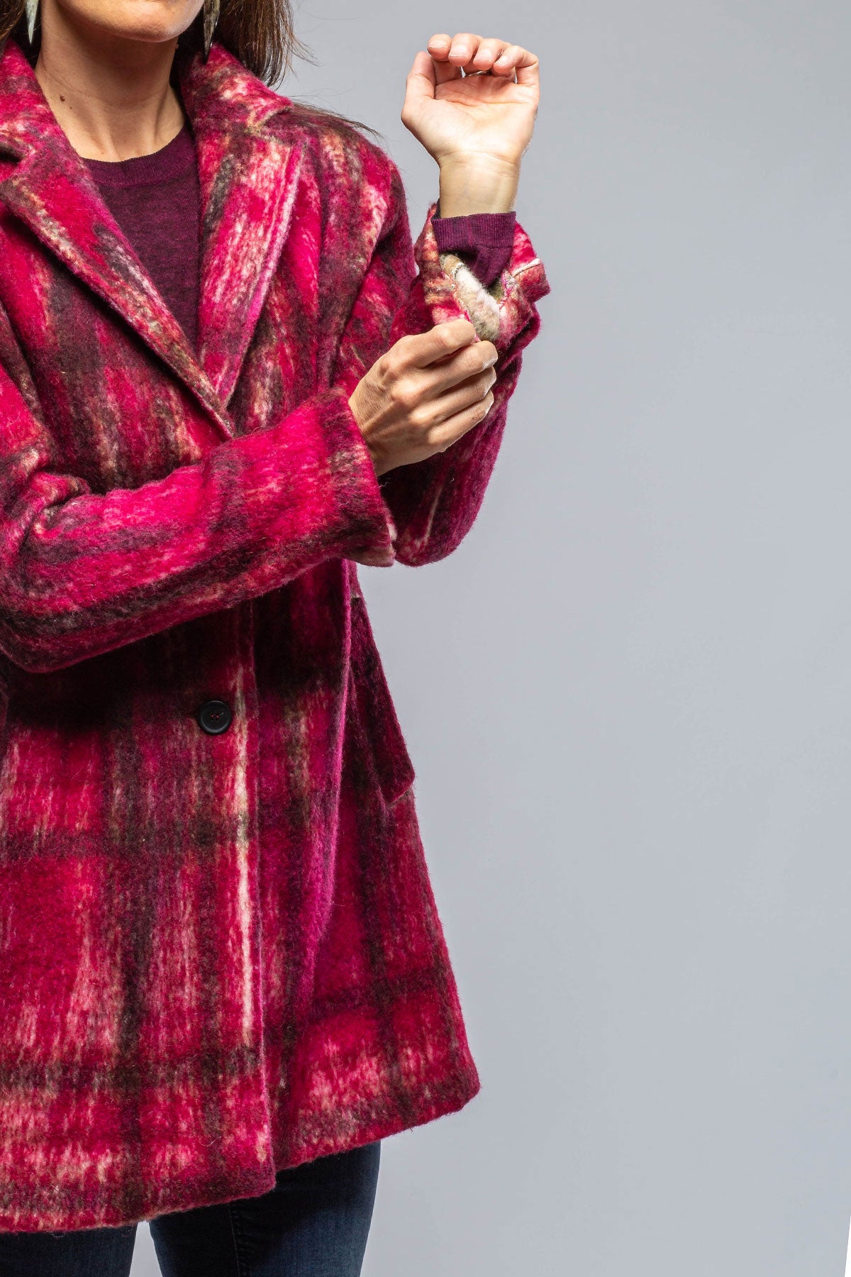 Cupola Tartan Painted 3/4 Coat In Cherry | Ladies - Outerwear - Cloth | Avant Toi