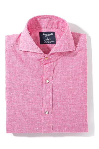 Mach Linen Cotton Shirt in Pink | Mens - Shirts - Dress | Giannetto Portofino
