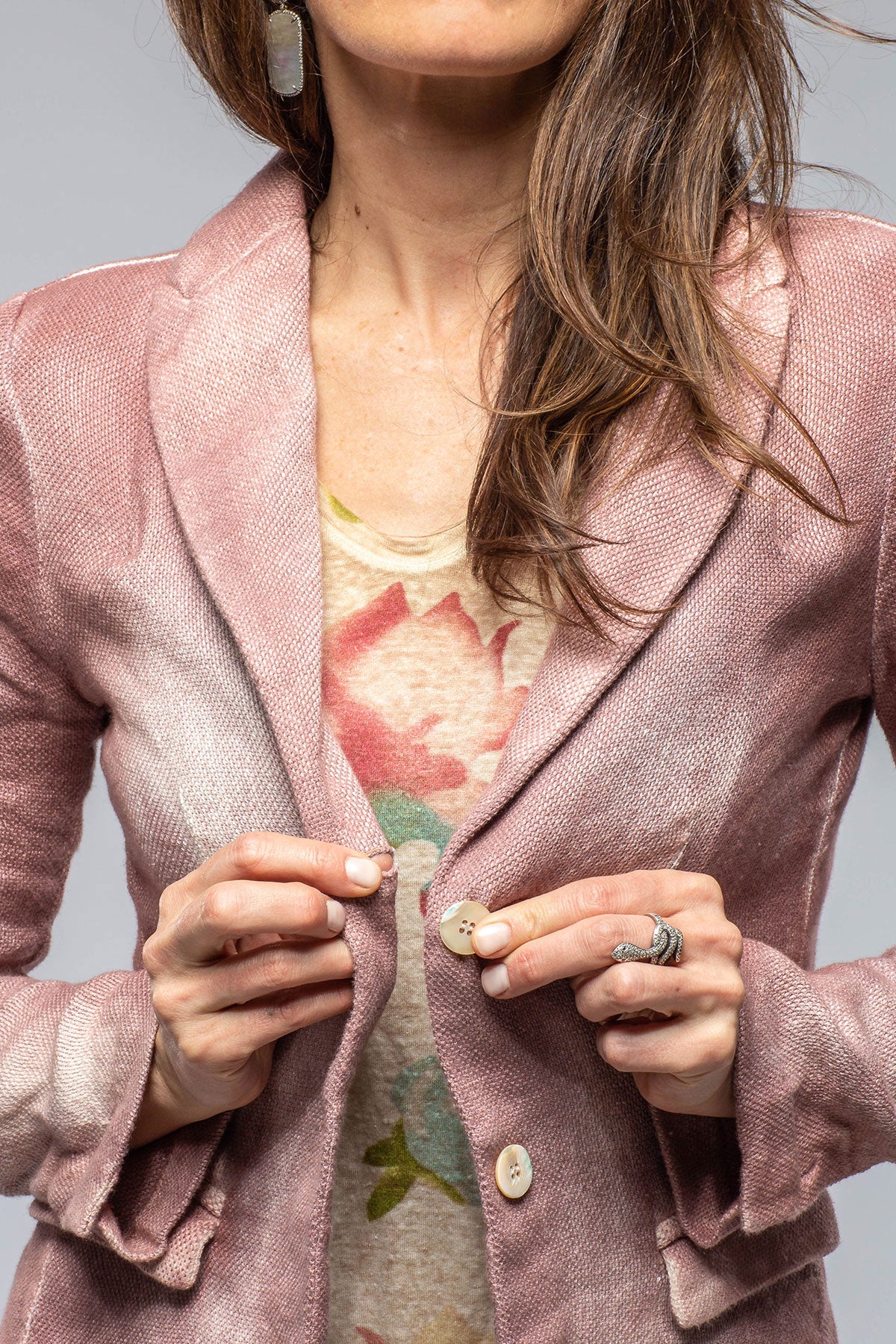 Pami Washed Hand Painted Blazer  In English Rose