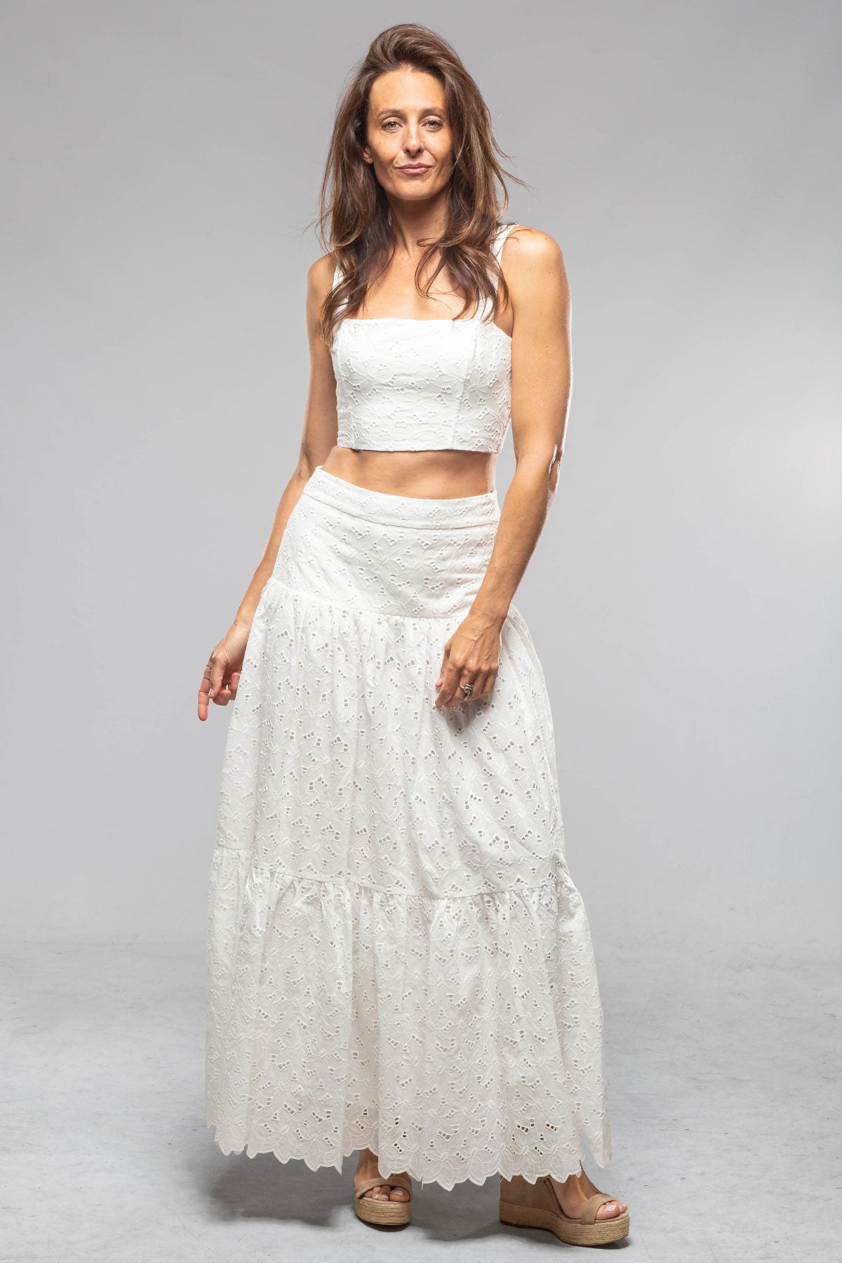 Ariette Sleeveless Top In Cotton Eyelit