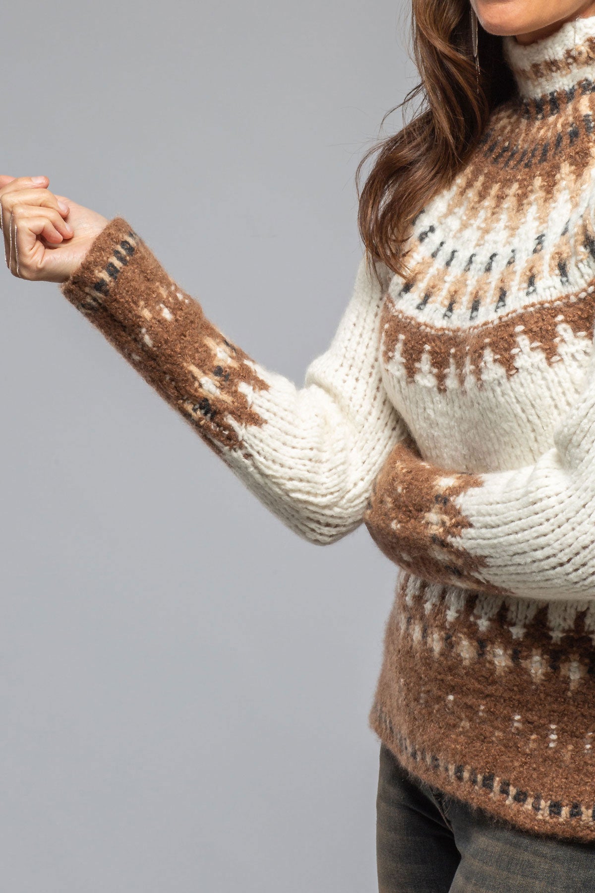 Andean Mock Neck Sweater In Natural