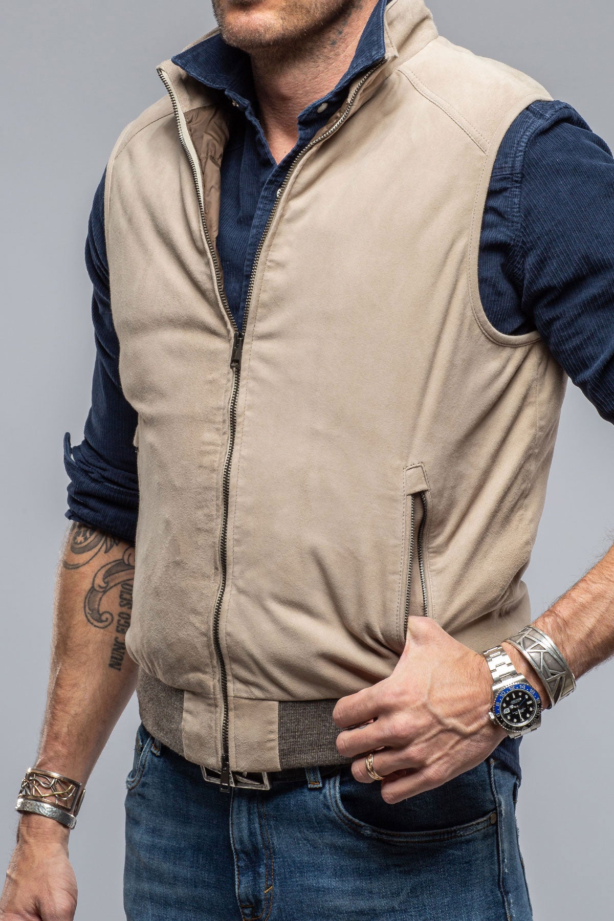Esko Goat Suede Vest | Samples - Mens - Outerwear - Leather | DiBello
