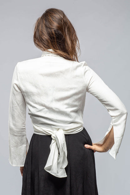 Myana Wrap Linen Blouse In Ivory