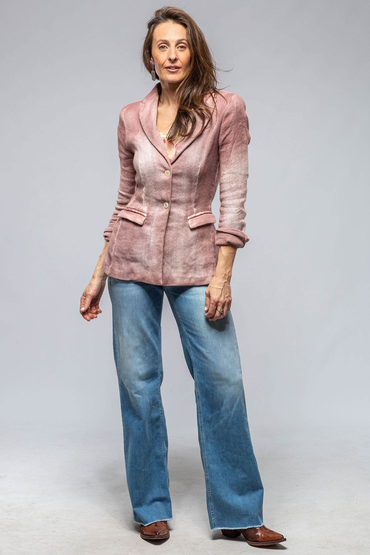 Pami Washed Hand Painted Blazer  In English Rose