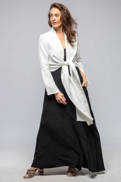 Myana Wrap Linen Blouse In Ivory