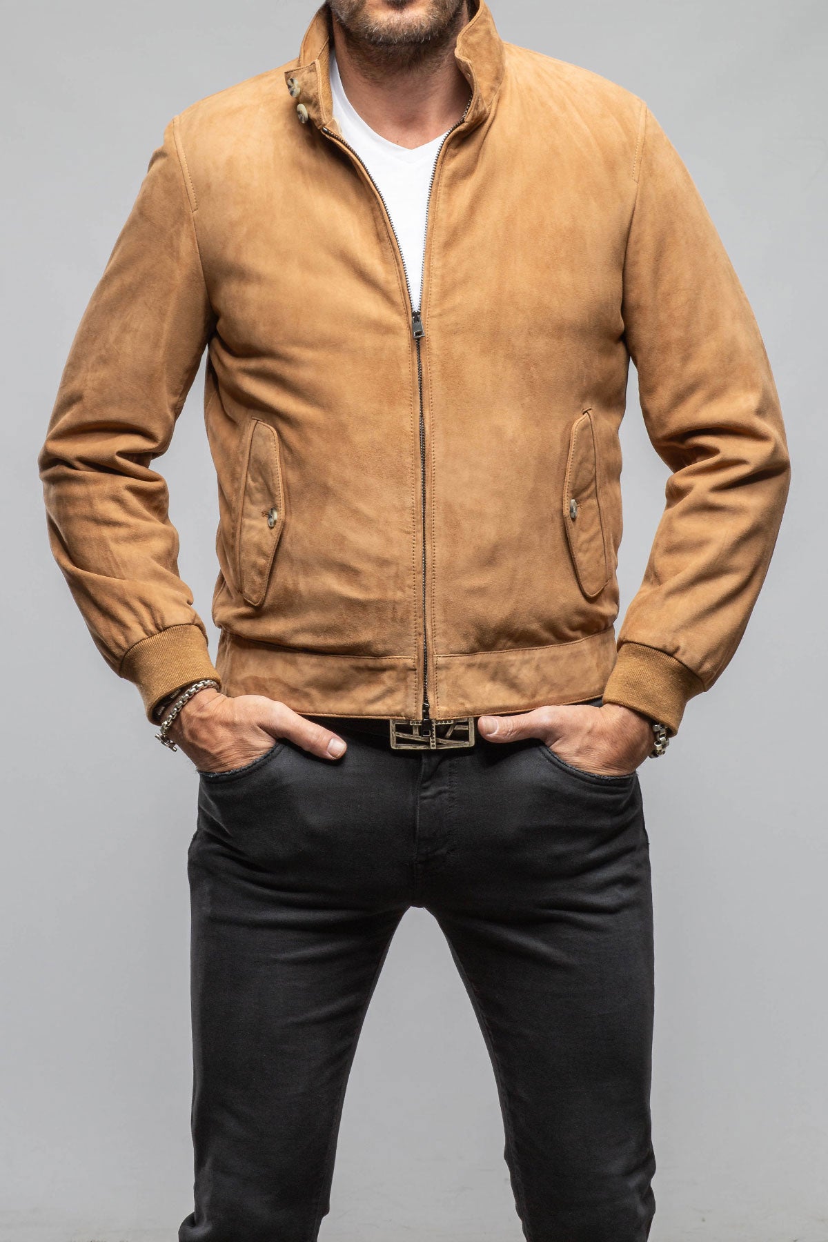 Bernard Suede Puffer | Samples - Mens - Outerwear - Leather | Axel's Florence Collection