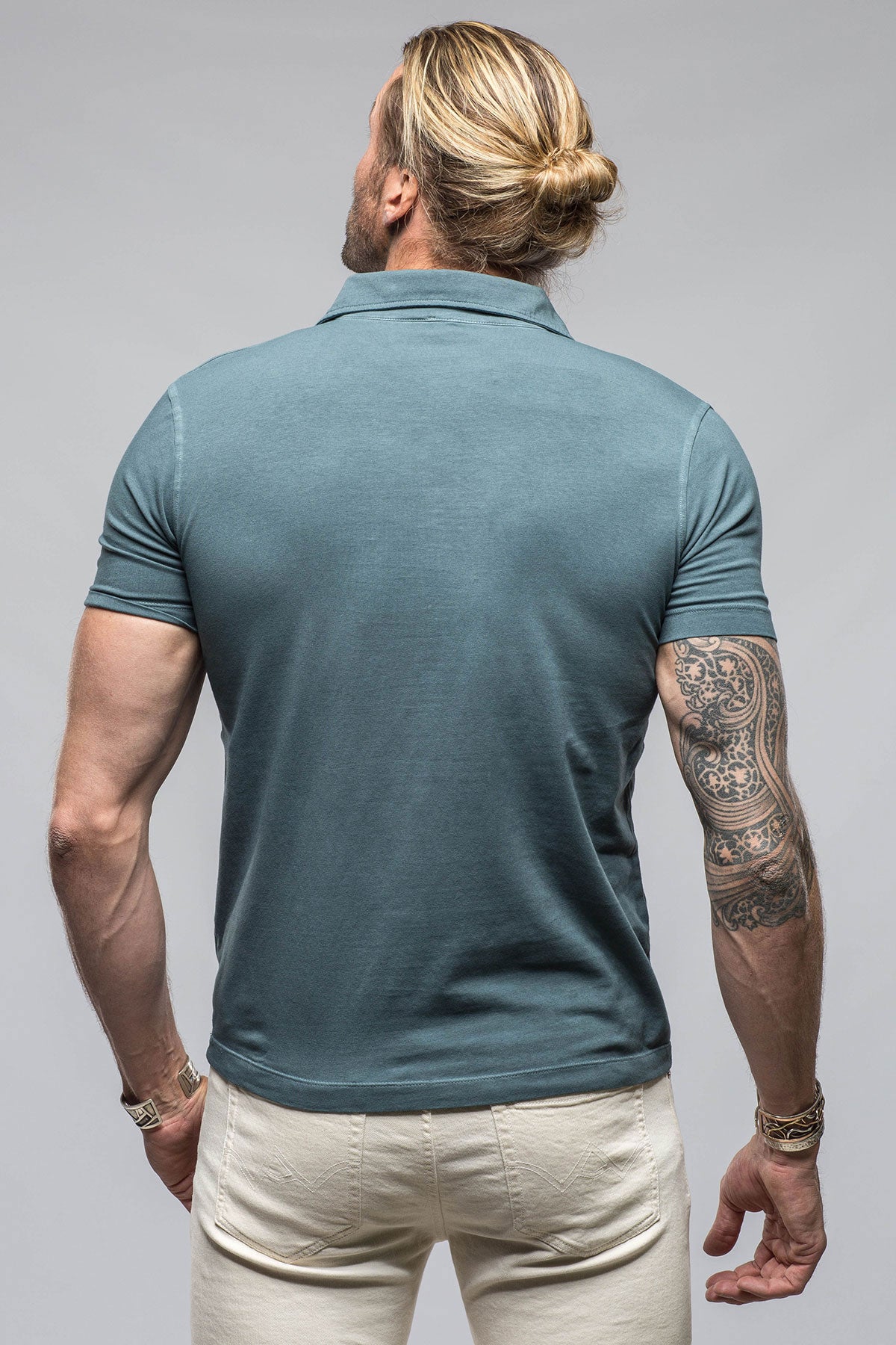 Toulour SS Woven Polo in Slate | Mens - Shirts - Polos | Dune