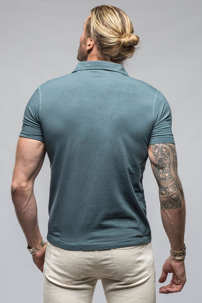 Toulour SS Woven Polo in Slate | Mens - Shirts - Polos | Dune