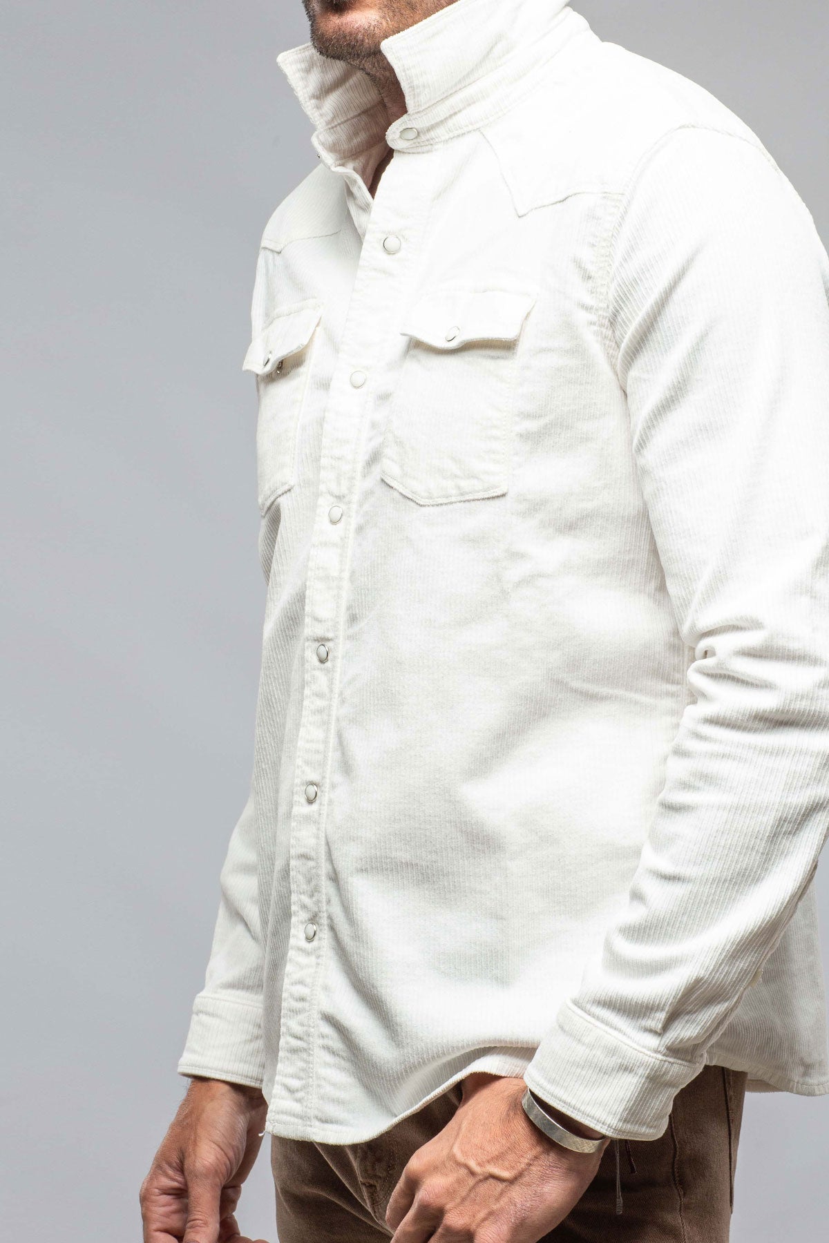 Brooks Corduroy Snap Shirt In Natural | Mens - Shirts | Axels Premium Denim