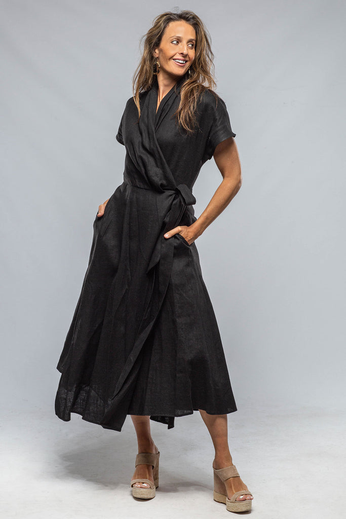 Provence Wrap Linen Dress In Black | Ladies - Dresses