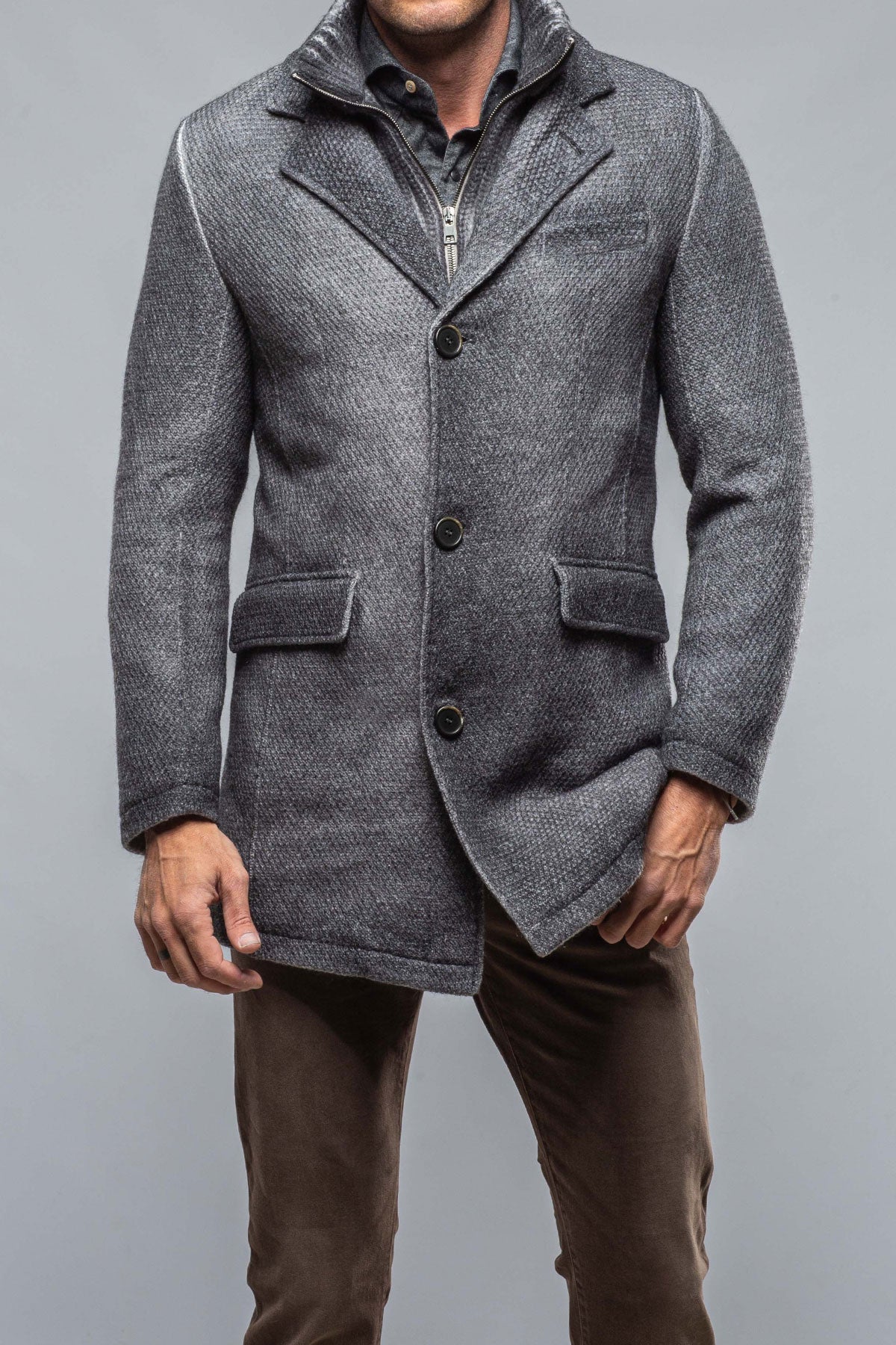 Leon Knitted Jacket In Steel | Mens - Outerwear - Cloth | Gimo's