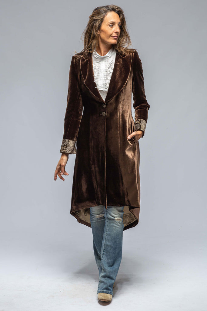 Evora Velvet Coat W/ Embroidery In Chocolate | Ladies - Tailored - Jackets