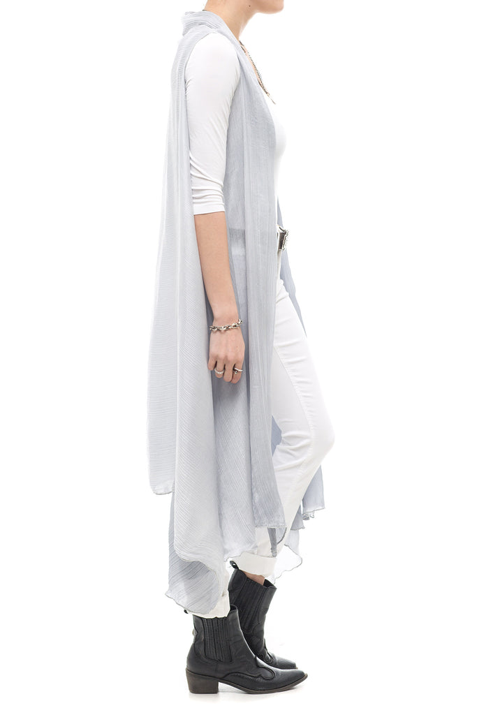 Crete Silk Shawl Vest in Slate Grey | Ladies - Sweaters